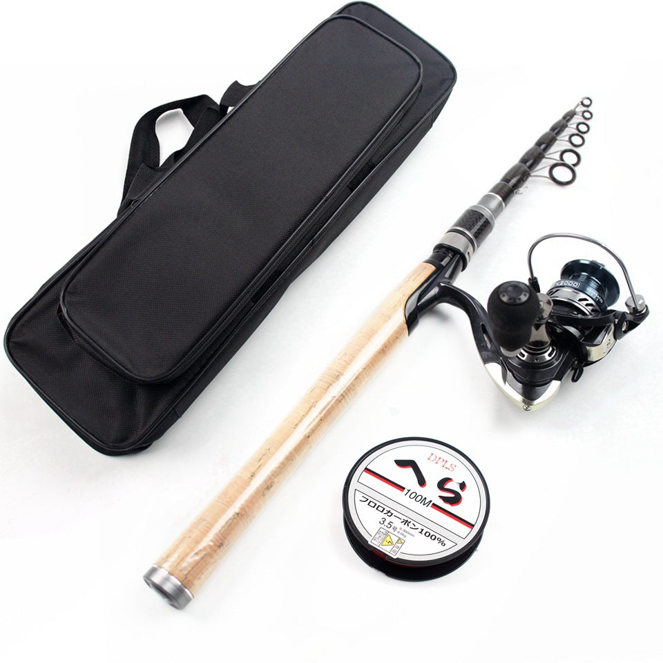 Portable Sea Rod Set with Wooden Handle, Fishing Reel, Telescopic Lure Rod, Fishing Gear, Wholesale from Fishing Rod Manufacturer