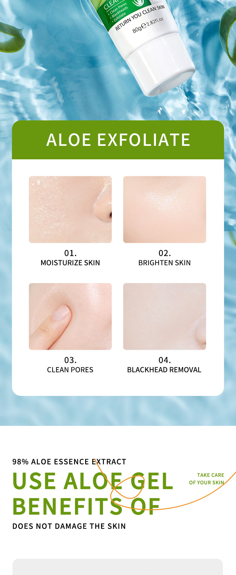 Full English Aloe Vera Skincare Set SADOER Cleansing, hydrating, moisturizing, and nourishing  foreign trade manufacturer wholesale