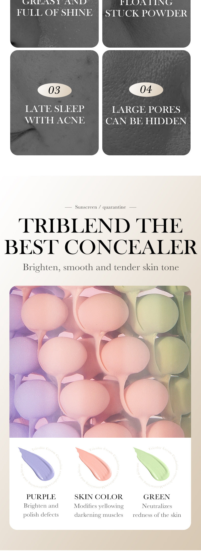 Full English Makeup SADOER Three-color Rainbow Primer Brightening Skin Tone Sunscreen Makeup Base  Wholesale