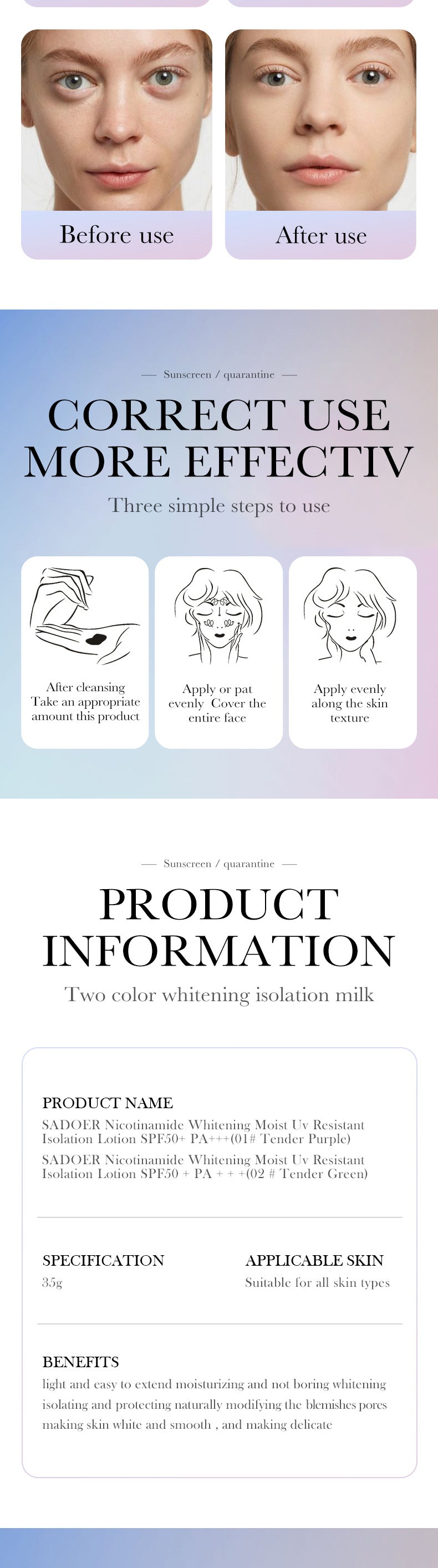 Makeup SADOER Niacinamide Two-tone Primer Brightening Skin Tone Makeup Base Cross-border Wholesale