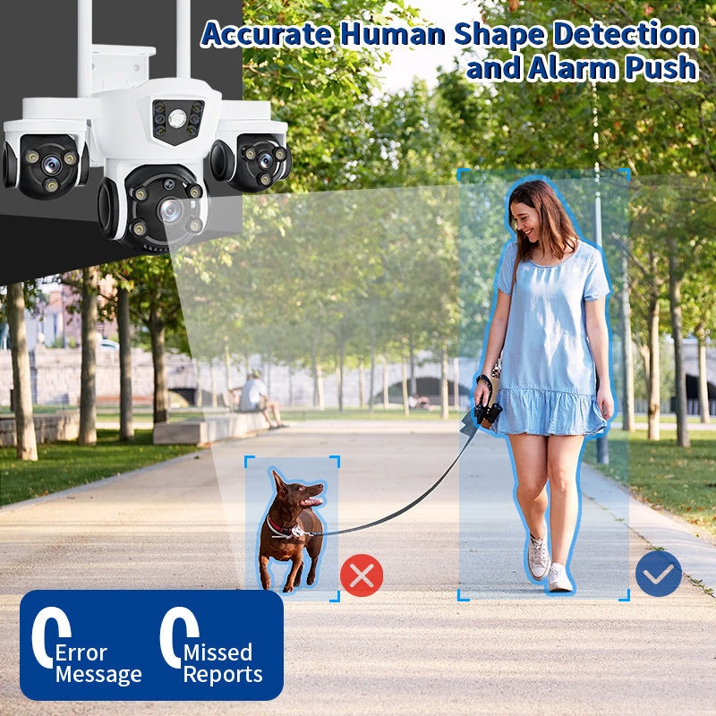 New True Four Eyes WIFI Solar surveillance camera with three-screen monitoring5MP Remote Panoramic Camera