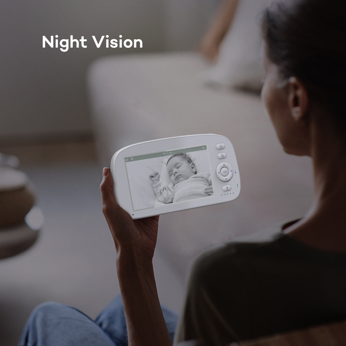 5.0Inch Digital Children's Night Vision Monitor Lullaby Intercom Room Temperature Detection HD Wireless Baby Monitor