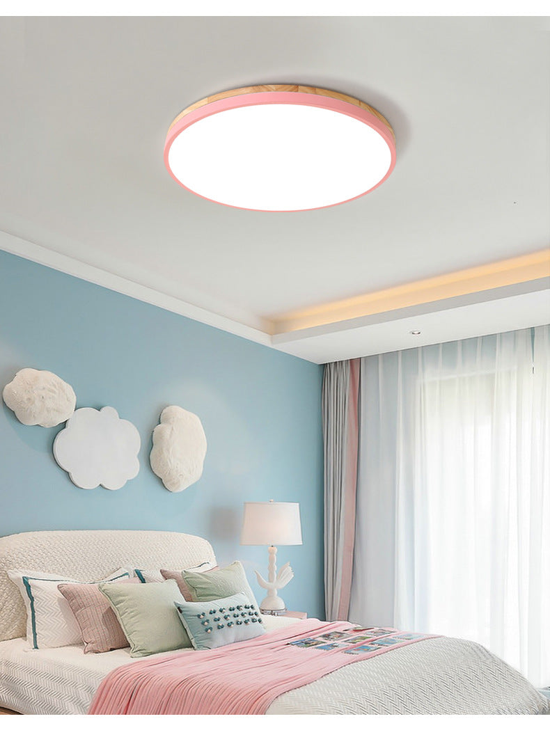 Nordic Solid Wood Macaron Ceiling Light led Round Iron Art Bedroom Lamp Living Room Lamp Home Decor