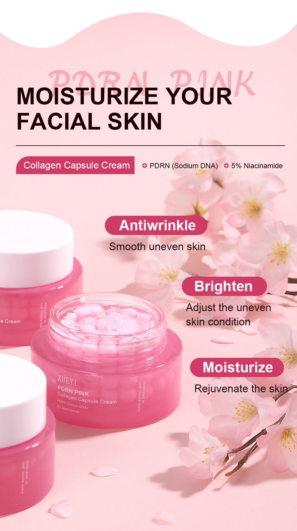 Specially designed Collagen Pink Capsule Face Cream Deep Moisturizing Wrinkle Firming Elasticity Anti-Wrinkle Cream