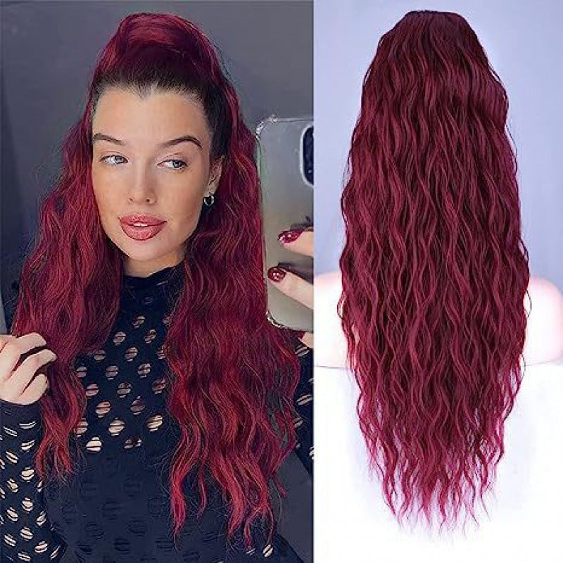 Drawstring Ponytail Wig European and American Style Corn Silk Net Wig Ponytail Water Wave ponytail hair Wig Detection
