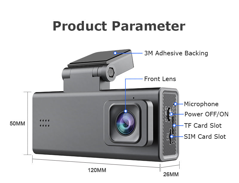New Driving Recorder Binocular Parking Camera Panoramic HD Infrared Night Vision GPS Vehicle-mounted Monitoring