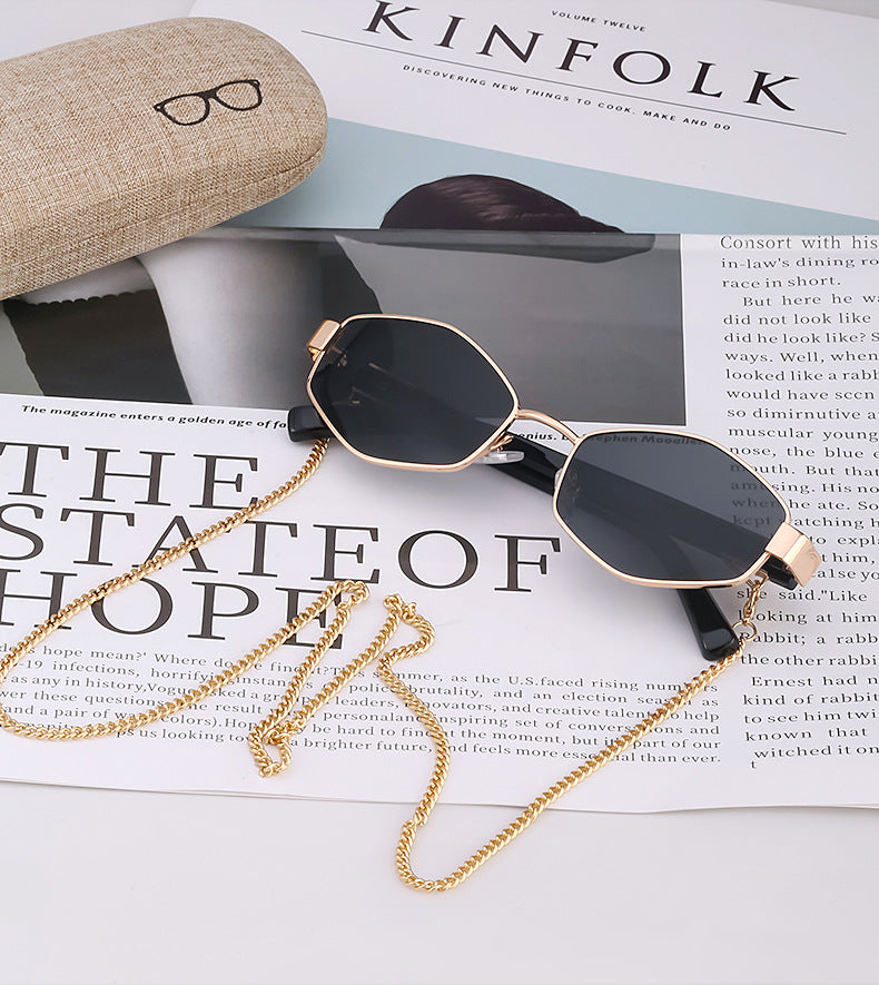 New Women's Sunglasses Fashion Chain Personality Round Frame Korean Style Sunglasses Wholesale Glasses sunglasses