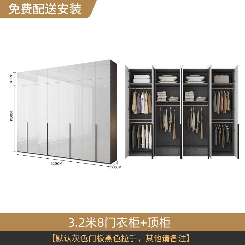 Wardrobe Light Luxury High-End Feel Home Bedroom Simple Rental Room Storage Cabinet Economical Overall Combination Wardrobe Customization