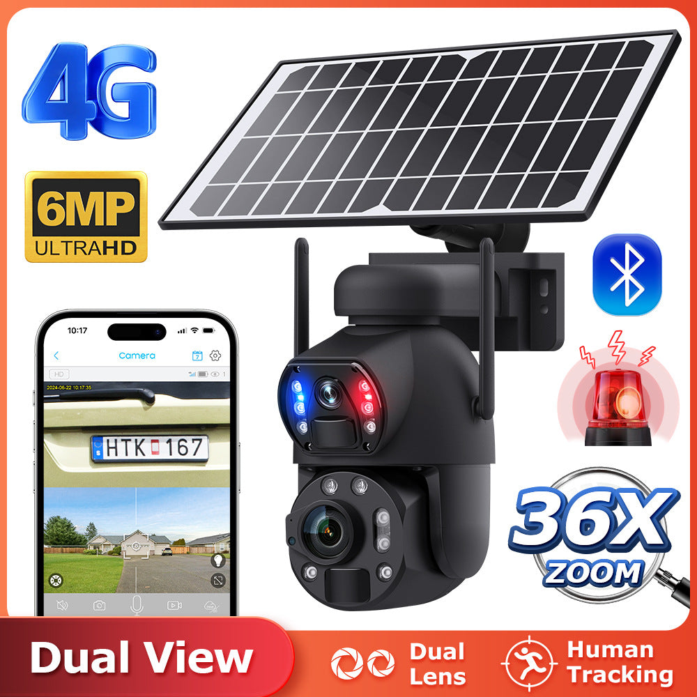 6MP High Definition Bullet Camera36Optical zoom outdoor full color night vision4G Wireless Solar Camera