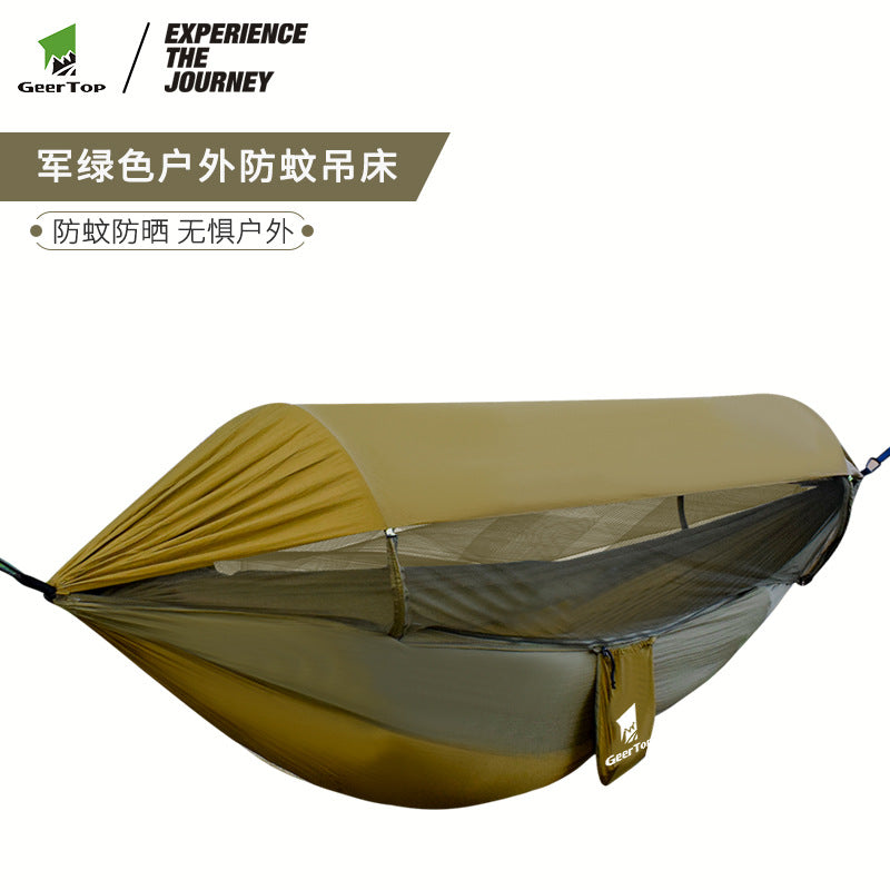 Outdoor Hammock Travel Gear Anti-Rollover Nylon Swing Mosquito Net Hammock Camping Sunshade