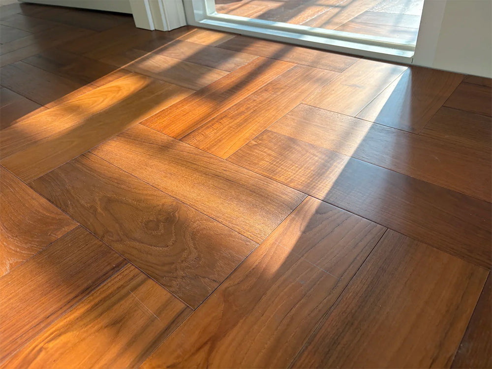 Customizable 18mm Engineered Teak Flooring Multilayer Hardwood Panels UV  for Outdoor Exterior Use Waterproof Stability