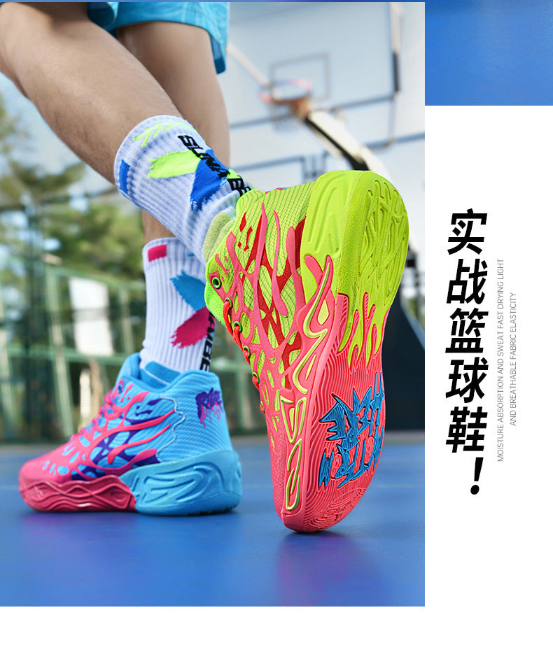 New Youth Trendy Sports Combat Boots Three Balls4Fashionable Men's Professional Practical Anti-Slip Wear-Resistant Basketball Shoes