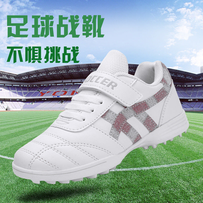 New football shoes for men and women with Velcro for children TF Broken Nail Style Youth Student Grassland Flat Training Shoes
