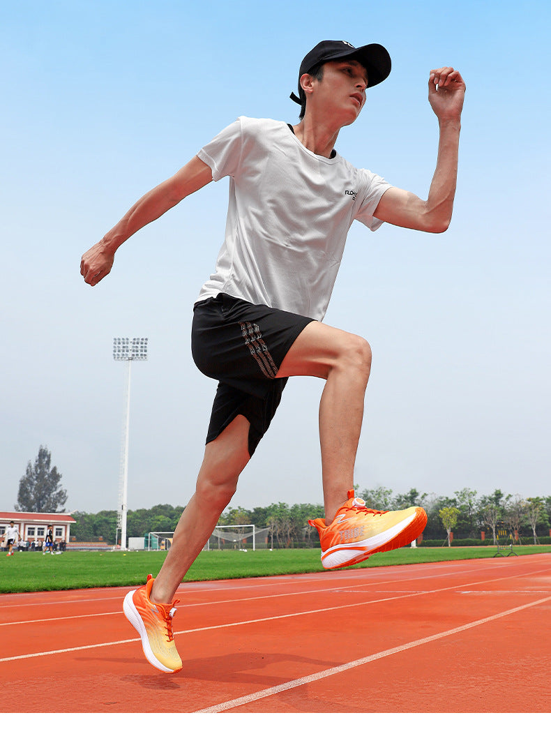 Full Palm Carbon Plate Running Shoes Mesh Ultra-Light Shock Absorption Men and Women Students Racing Jogging Sports Marathon Professional Running Shoes