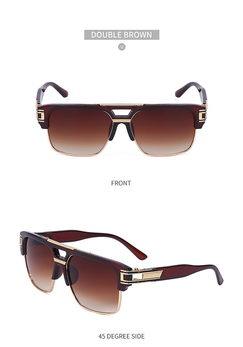 Glasses for Men Driving Special European and American Large Frame Sunglasses Men's High-end Sense Retro Trend Sunscreen Sunshade Full Frame Sunglasses