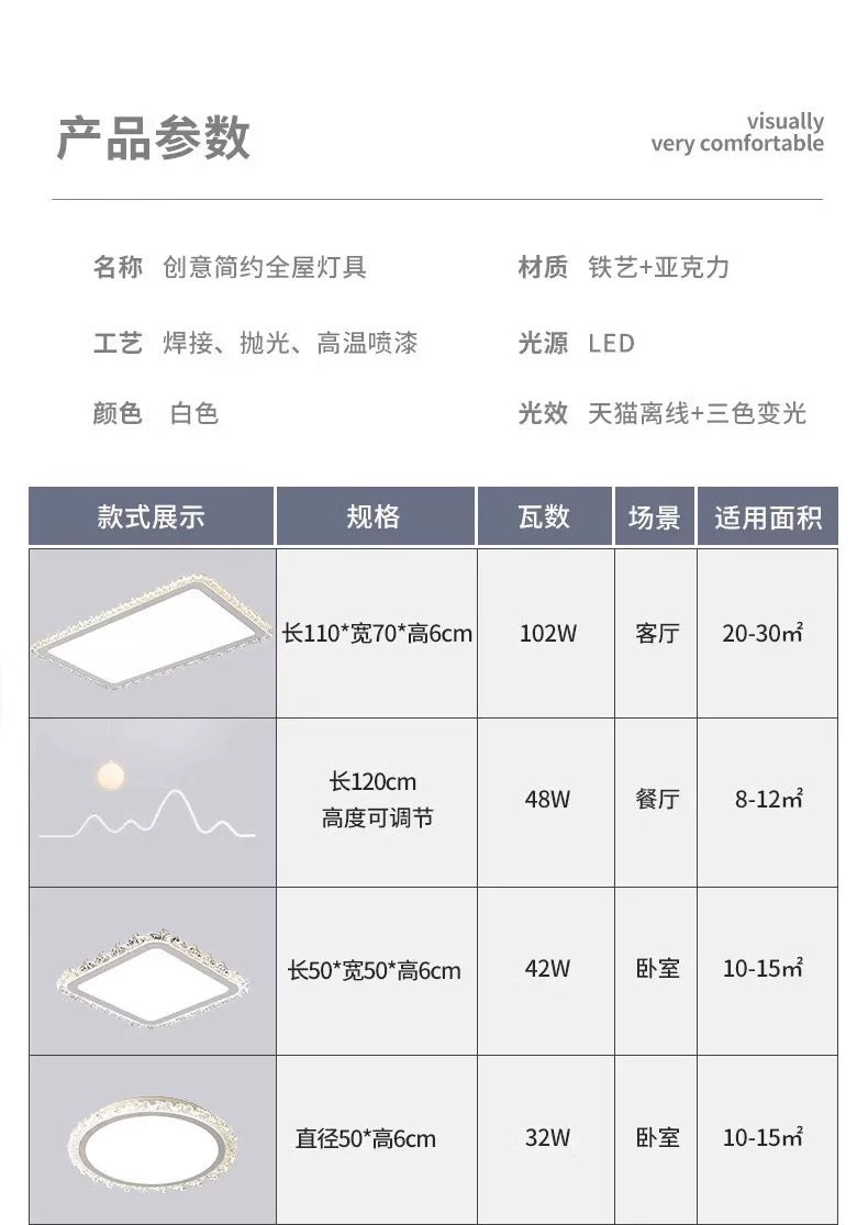 Light Luxury Living Room Ceiling Lamp2025New Year's Crystal Lamp High-end Bedroom Main Lamp Round led Eye Protection Lighting