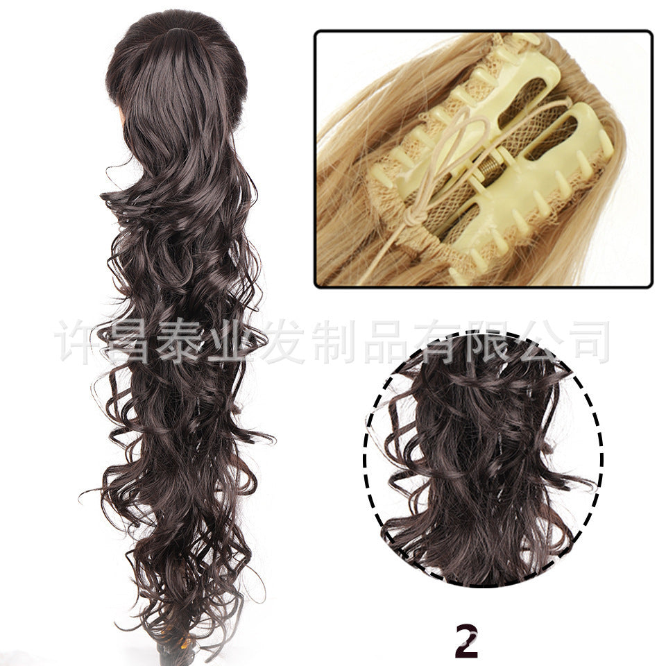 Amazon Cross-Border Trade Wig Ponytail for Women70cm Long Curly Hair Multi-layer Big Wave Claw Clip Ponytail Synthetic Braids