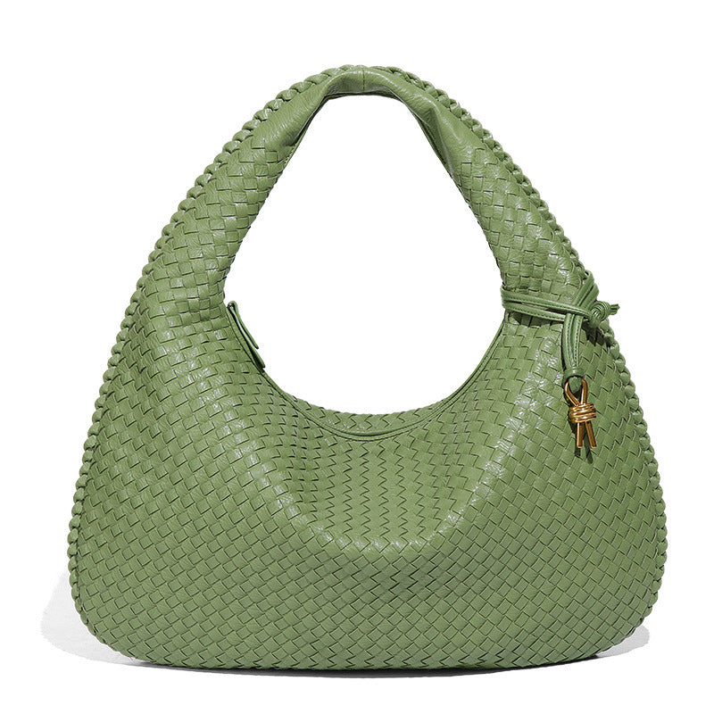 European and American New Crescent Women's Bag Fully Handwoven Handheld Dumpling Bag Fashionable Versatile European and American Style Single Shoulder Underarm Bag
