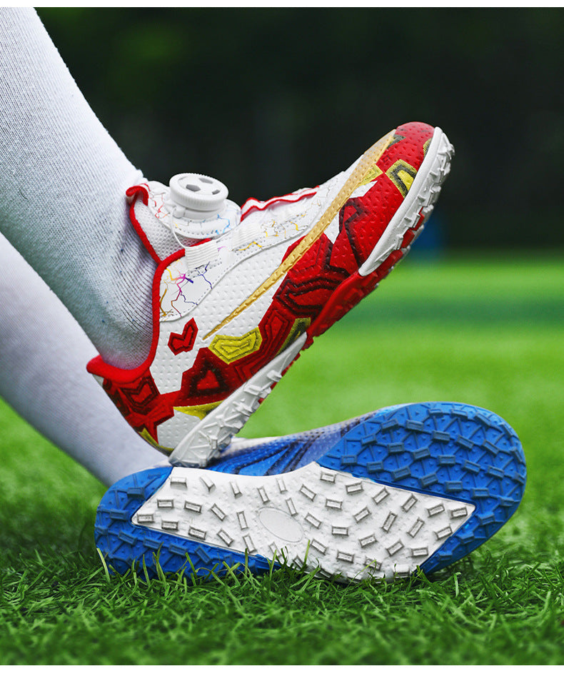 New Children's Rotating Buckle Broken Nail Training Football Shoes Girls Boys Primary School Students Competition Training Sneakers