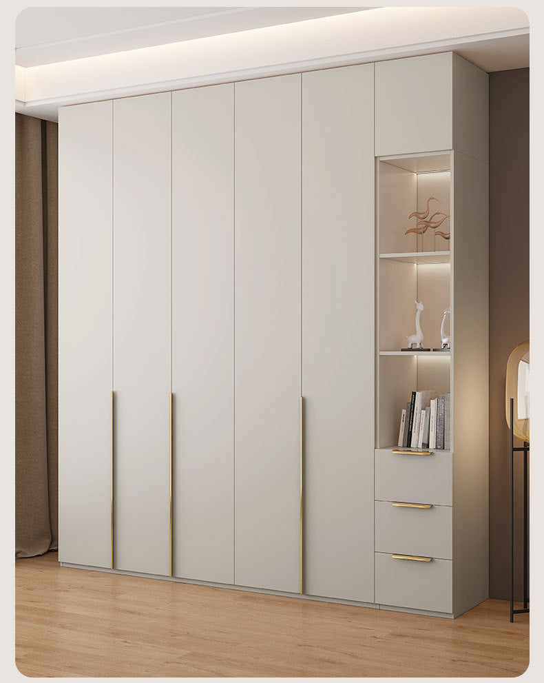 Solid Wood Door-to-Top Wardrobe for Home Bedroom Modern Simple European Pine Cream Style Combination Storage Skin Feel Wardrobe