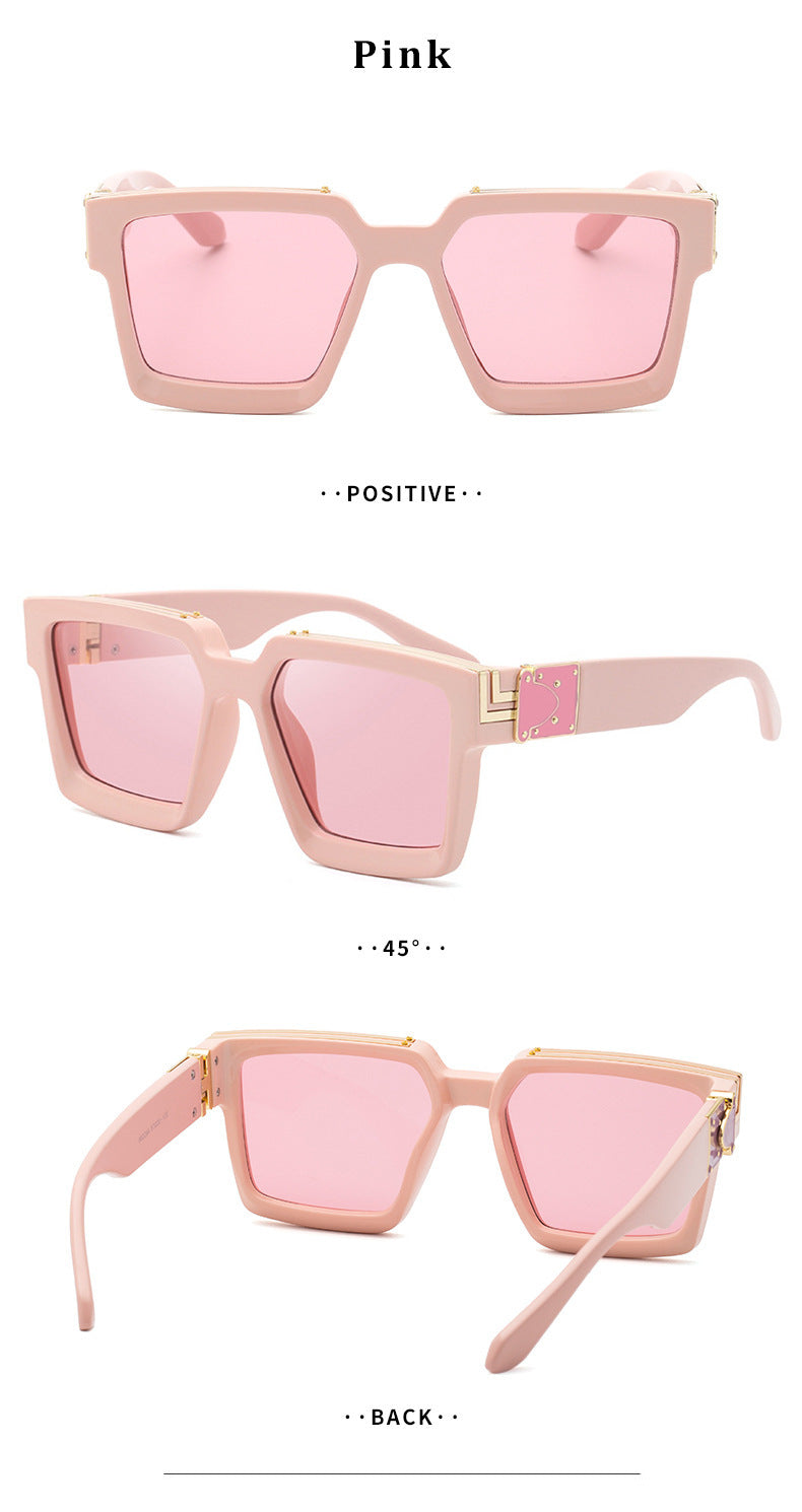 millionaire Large Square Frame Sunglasses for Women, Internet Celebrity Style, 0k Rich Driving Sun Protection Sunglasses for Men86229