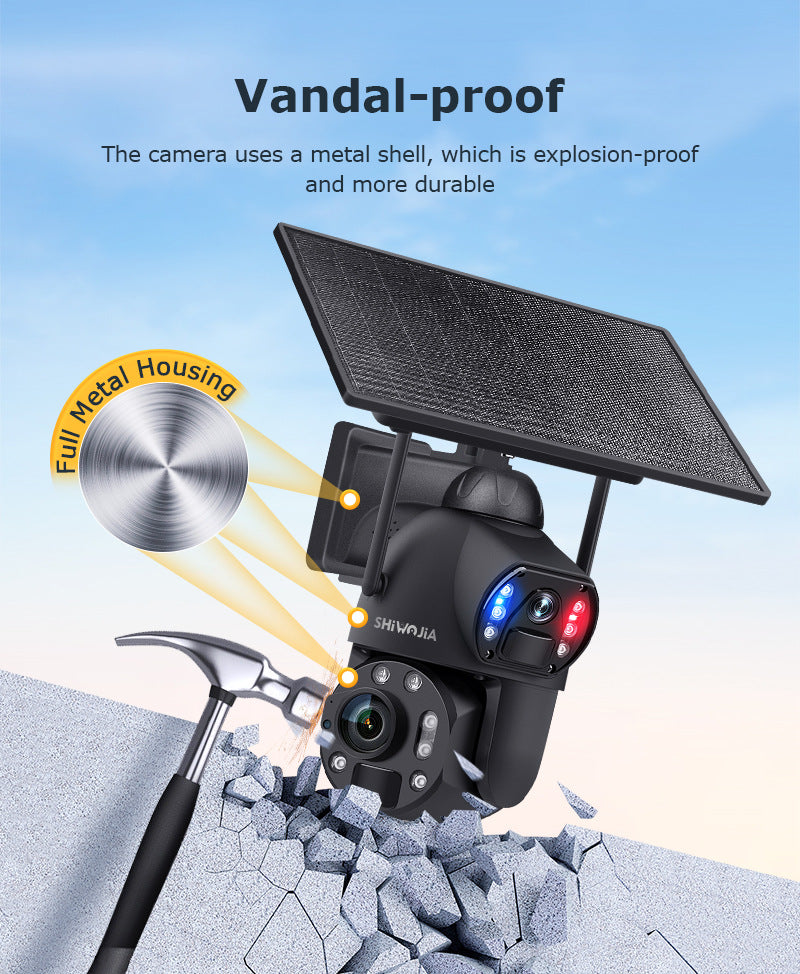 Outdoor36Zoom600Ultra HD Dual Screen Solar Camera Metal Heat Dissipation Night Vision Waterproof Dome Camera