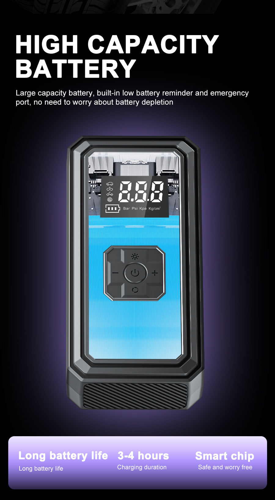 Car Air Pump for Cars and Home Use, Small Portable Wireless Electric Outdoor Universal Tire Inflator