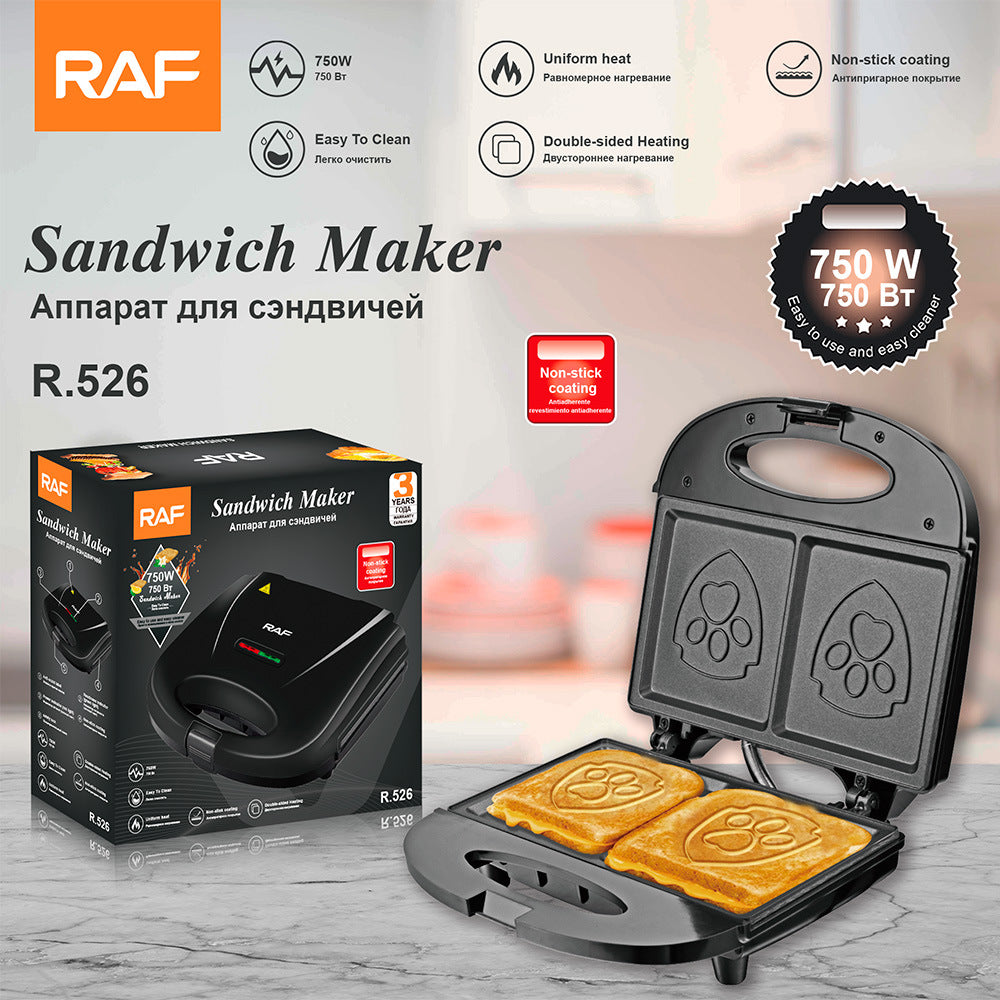 RAF European Standard Household Sandwich Maker Toaster Stainless Steel Multifunctional Cartoon Breakfast Maker R.526