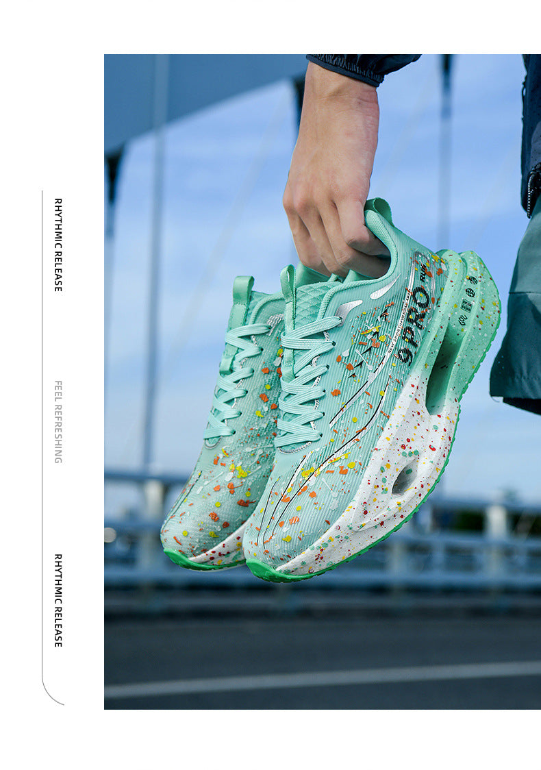 2025Autumn New Red Rabbit9Fluorescent Parent-Child Comfortable Sports Shoes High Elasticity Really Soft Sole Carbon Plate Wear-Resistant Running