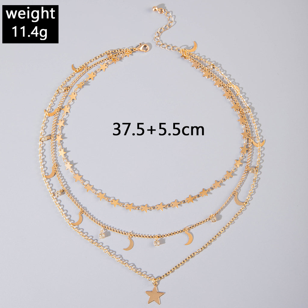 Geometric Star Tassel Chain Necklace Versatile Metal Style Sexy Multi-layer Stacking Y Type Necklace