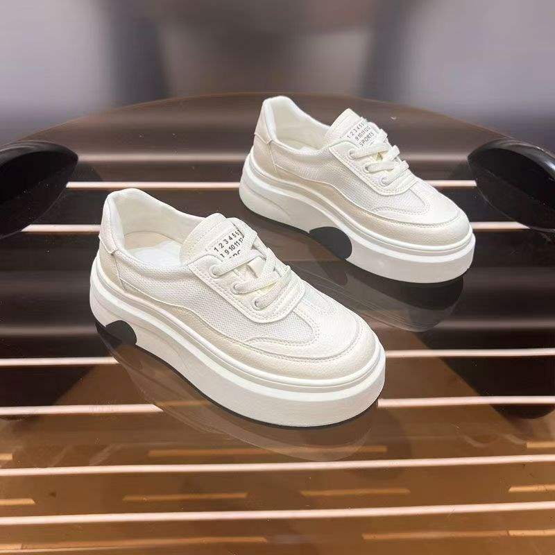 Light Luxury White Sneakers2025New summer breathable thick-soled height-increasing versatile casual lightweight sports sneakers