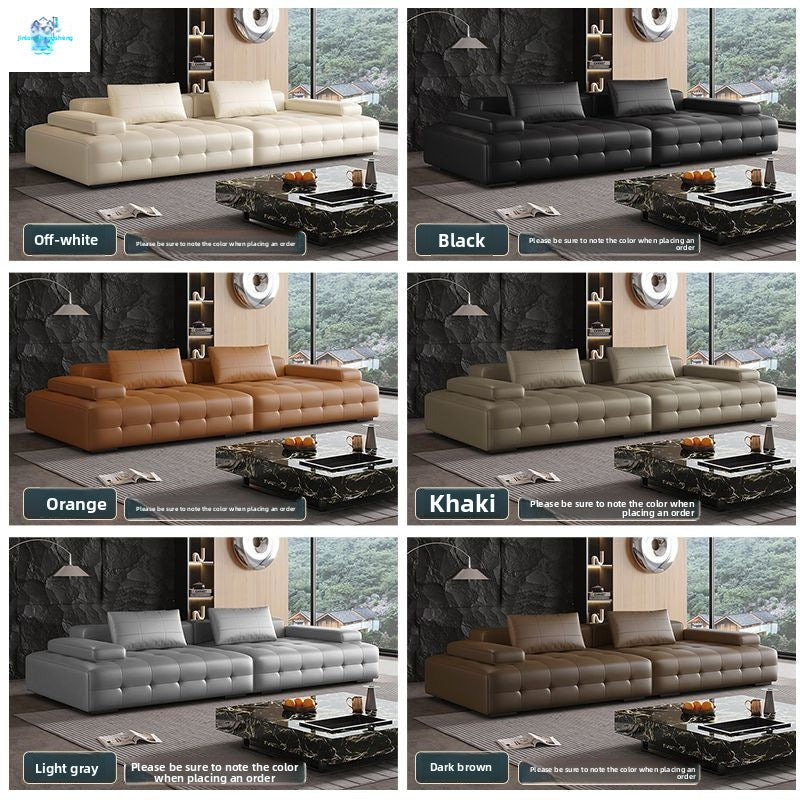 Italian Style Light Luxury Genuine Leather Sofa for Living Room Small Apartment Home Straight Row Sofa Office New Model