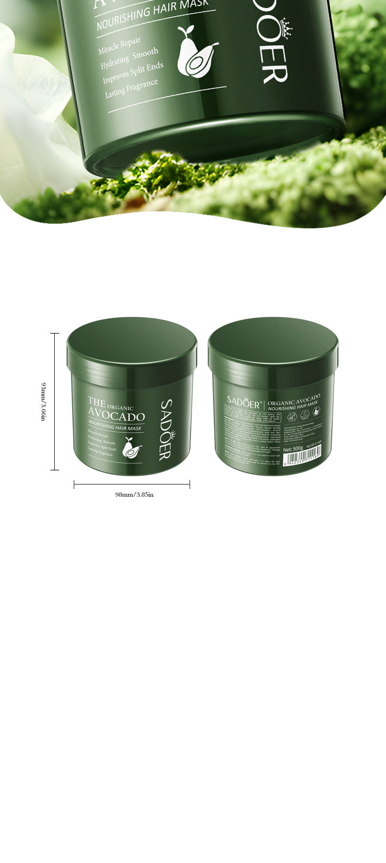 Avocado Smooth and Nourishing Hair Mask SADOER Cross-border foreign trade wholesale of frizz improvement conditioner