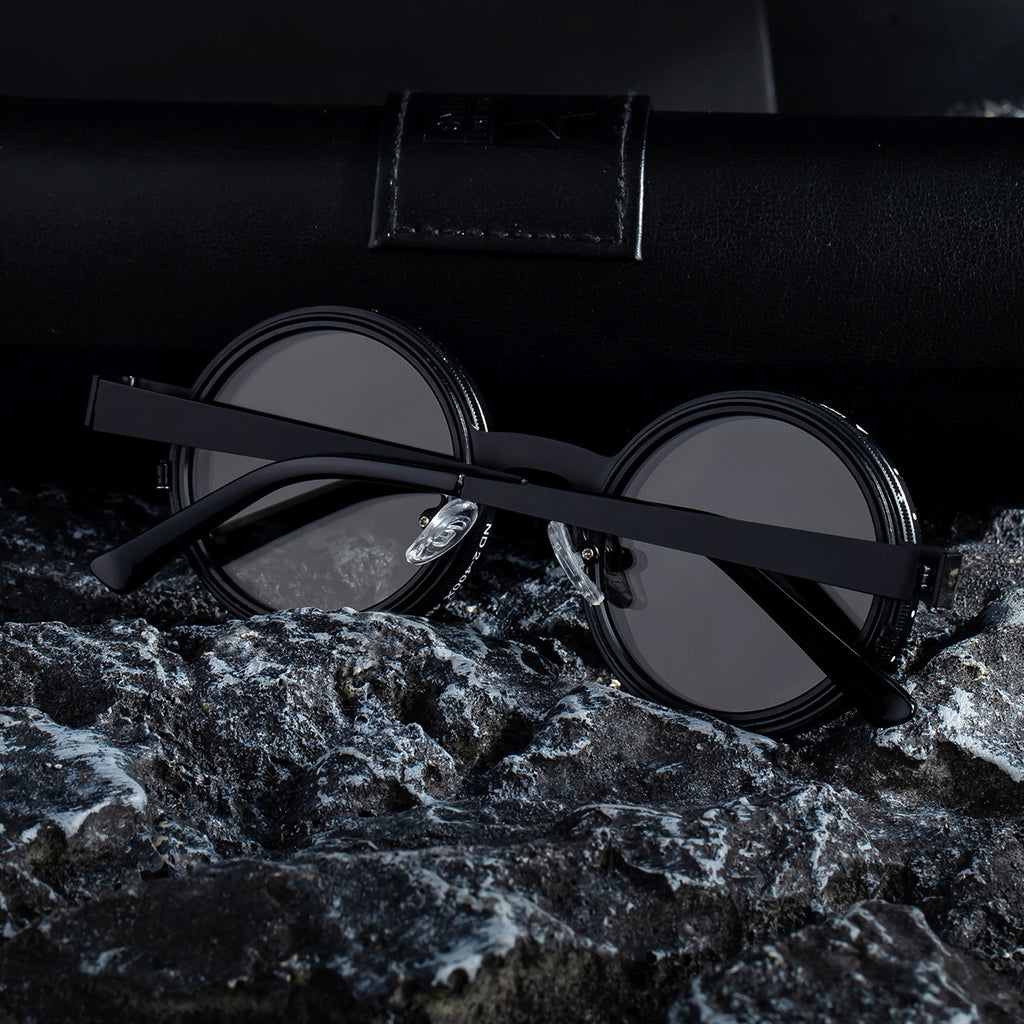 ND Nine-Stage Manual Adjustable Zoom Glasses Anti-Glare Round Frame Sunscreen Sunglasses High-End Polarized Sunglasses for Men