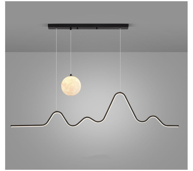 Restaurant Pendant Light Luxury Dining Room Table Bar Counter Lighting Modern Minimalist Moon Lamp Minimalist Long Strip Restaurant Light
