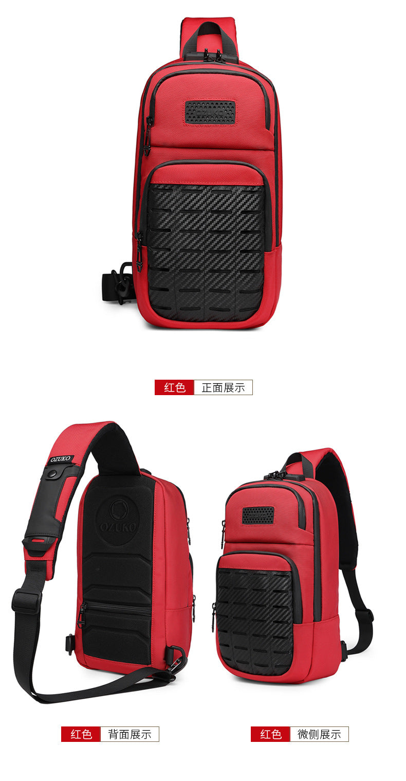 OZUKO Men's Tactical Chest Bag Waterproof Oxford Cloth Crossbody Chest Bag Trendy Outdoor Sports Shoulder Bag