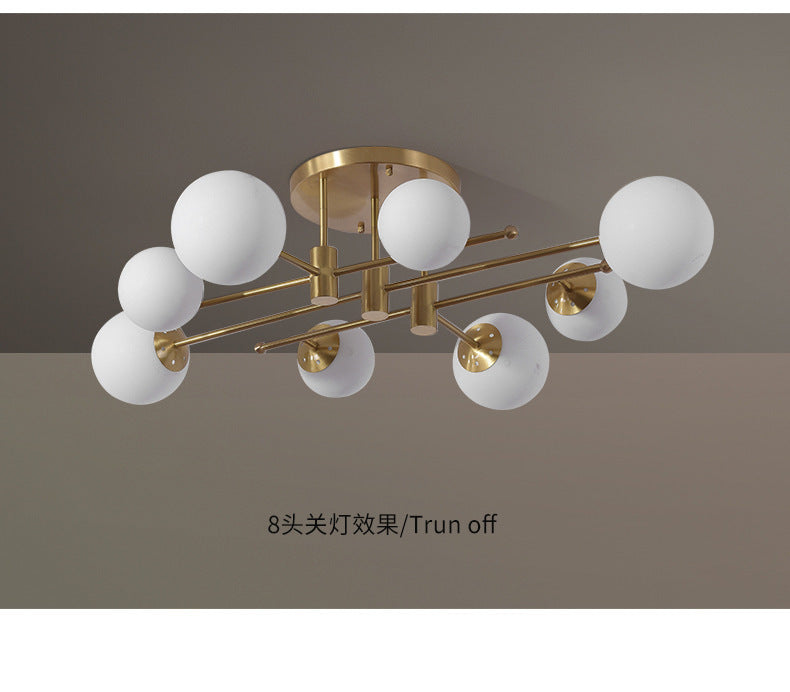 All-Copper Ceiling Light Nordic Creative Lighting Living Room Light Master Bedroom Ceiling Light Post-Modern Minimalist Dining Room Light