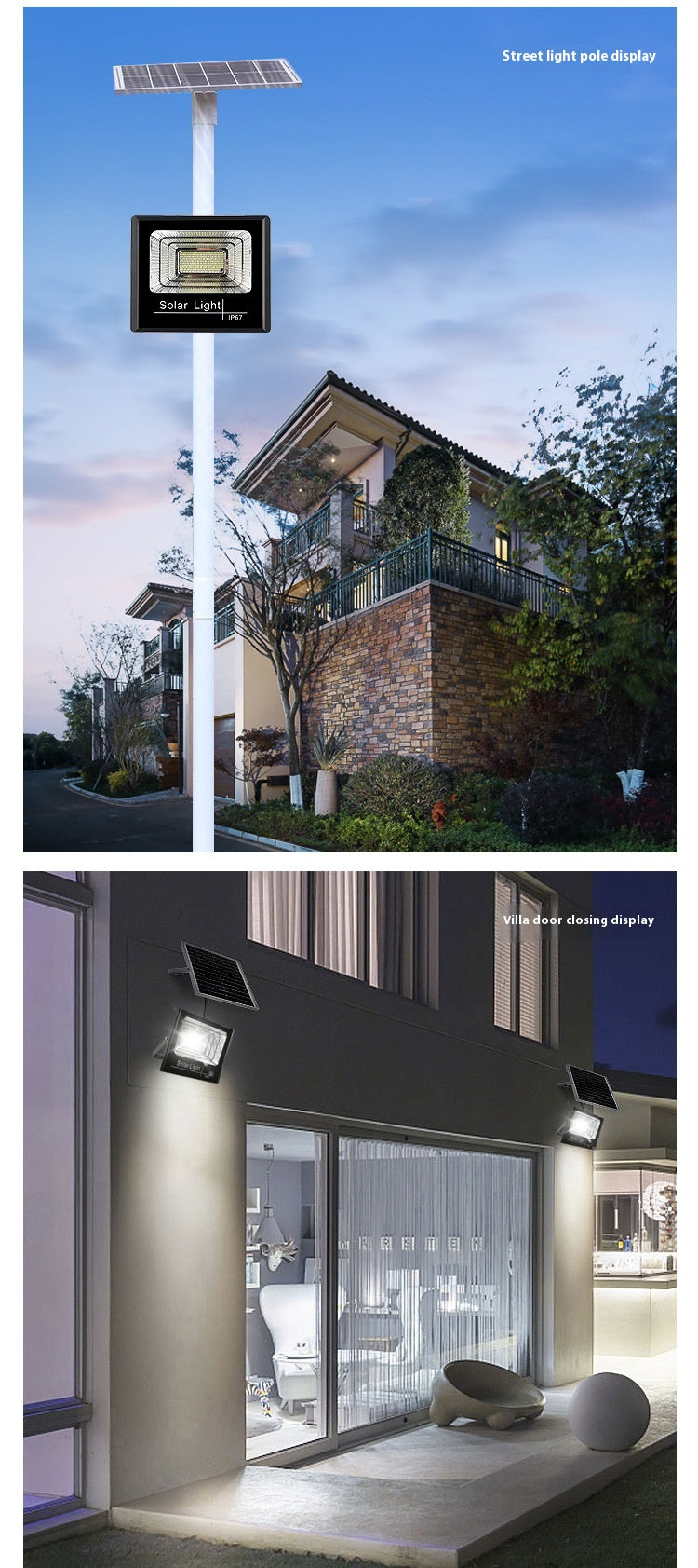 IP67 Waterproof Solar Outdoor Light 100W 200W 300W Smart Auto-Darkening ABS Split Solar Floodlight