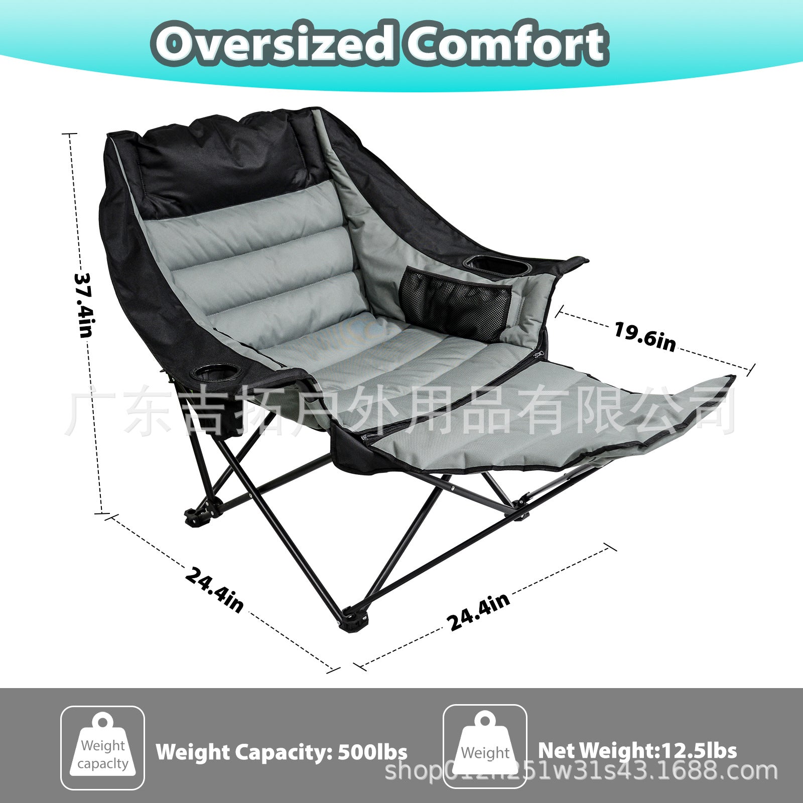 Outdoor Folding Chair with Cotton Padding, Moon Chair with Footrest, Portable Camping Leisure Backrest Folding Beach Chair, Thickened