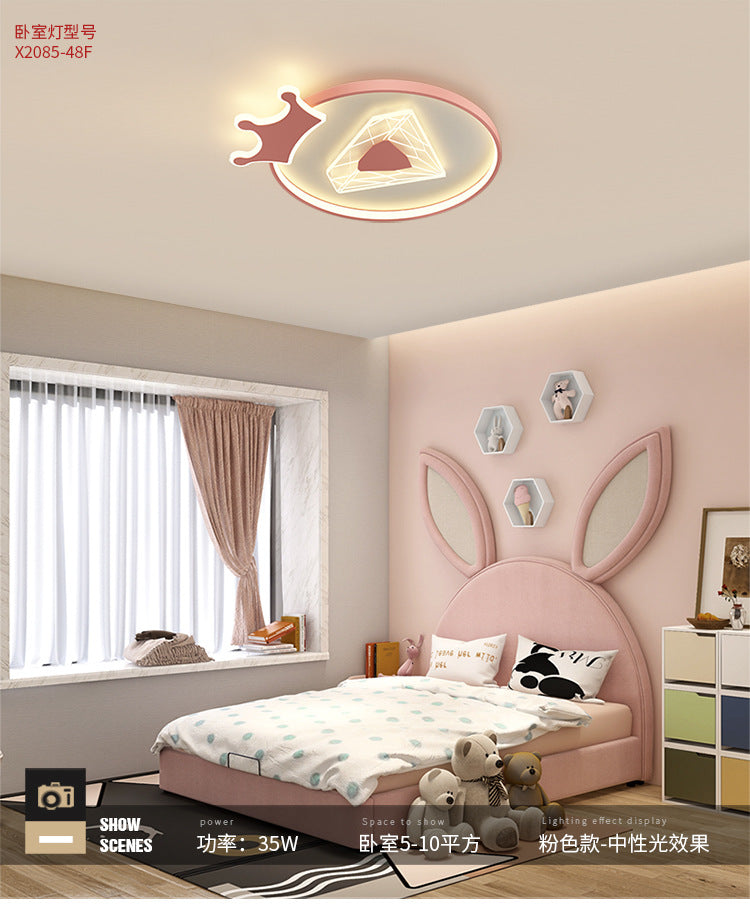 Children's Room Crown Ceiling Lamp led Room Bedroom Lamp Iron Art Boys Girls Energy-saving Eye Protection Cartoon Lamp Wholesale