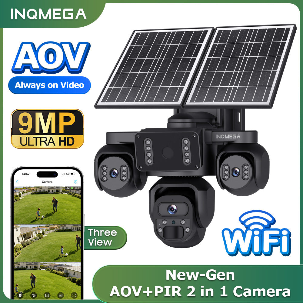 Three-eye Solar Camera AOV Low Power Consumption Camera9MP High Definition Full Color4G Solar Monitoring