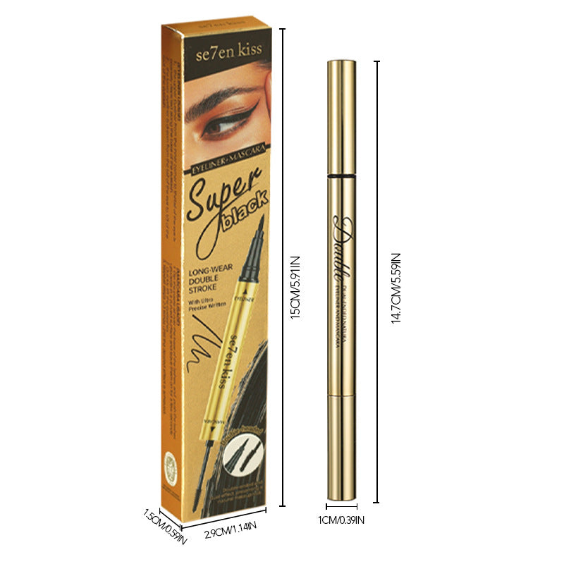 European Beauty Double-ended Natural Eyeliner+Curling Mascara Cream Two-in-One Quick-Drying Waterproof Non-Smudging