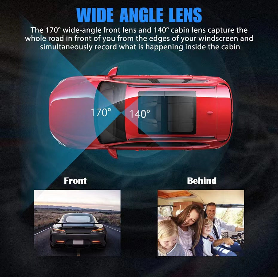 170High-definition dashcam with front, rear, and side recording touchscreen1080P Recorder WIFI Mobile Phone Interconnection