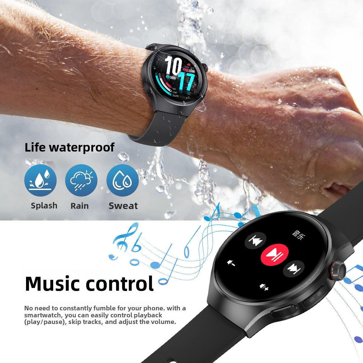 Watch5Smart Watch1.52inch Bluetooth Call Heart Rate Pedometer Sleep Monitor Waterproof Shockproof Dustproof Sports Flashlight
