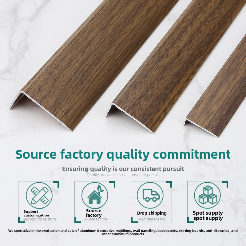 Aluminum alloy wood floor edge trim strip floor finishing strip L Wood grain trim strip7Door threshold trim edge sealing strip