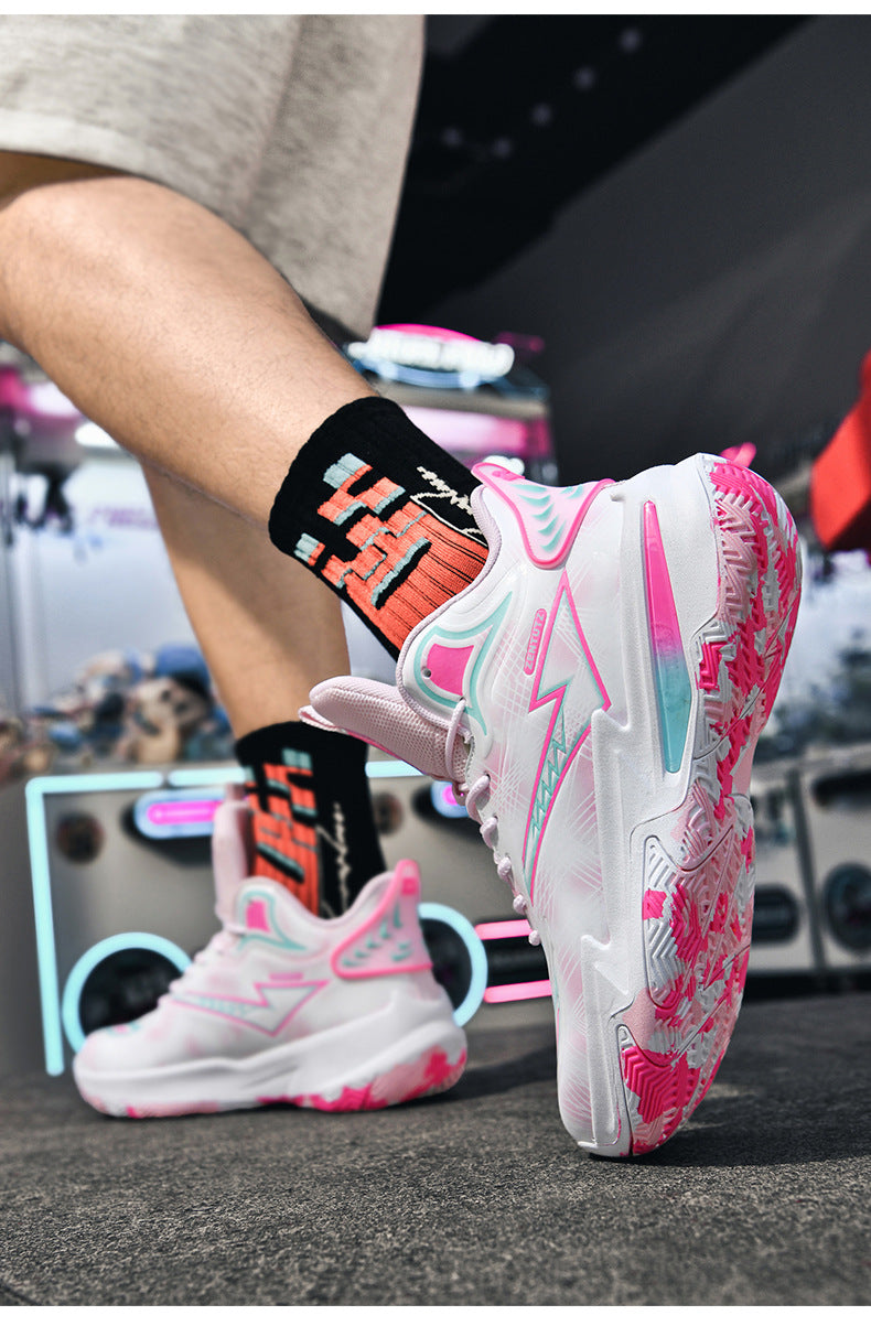 Professional Basketball Shoes for Men, Autumn Non-Slip Wear-Resistant Sports Shoes, Youth Junior High School Specialized Practical Sneakers, Mandarin Duck Color