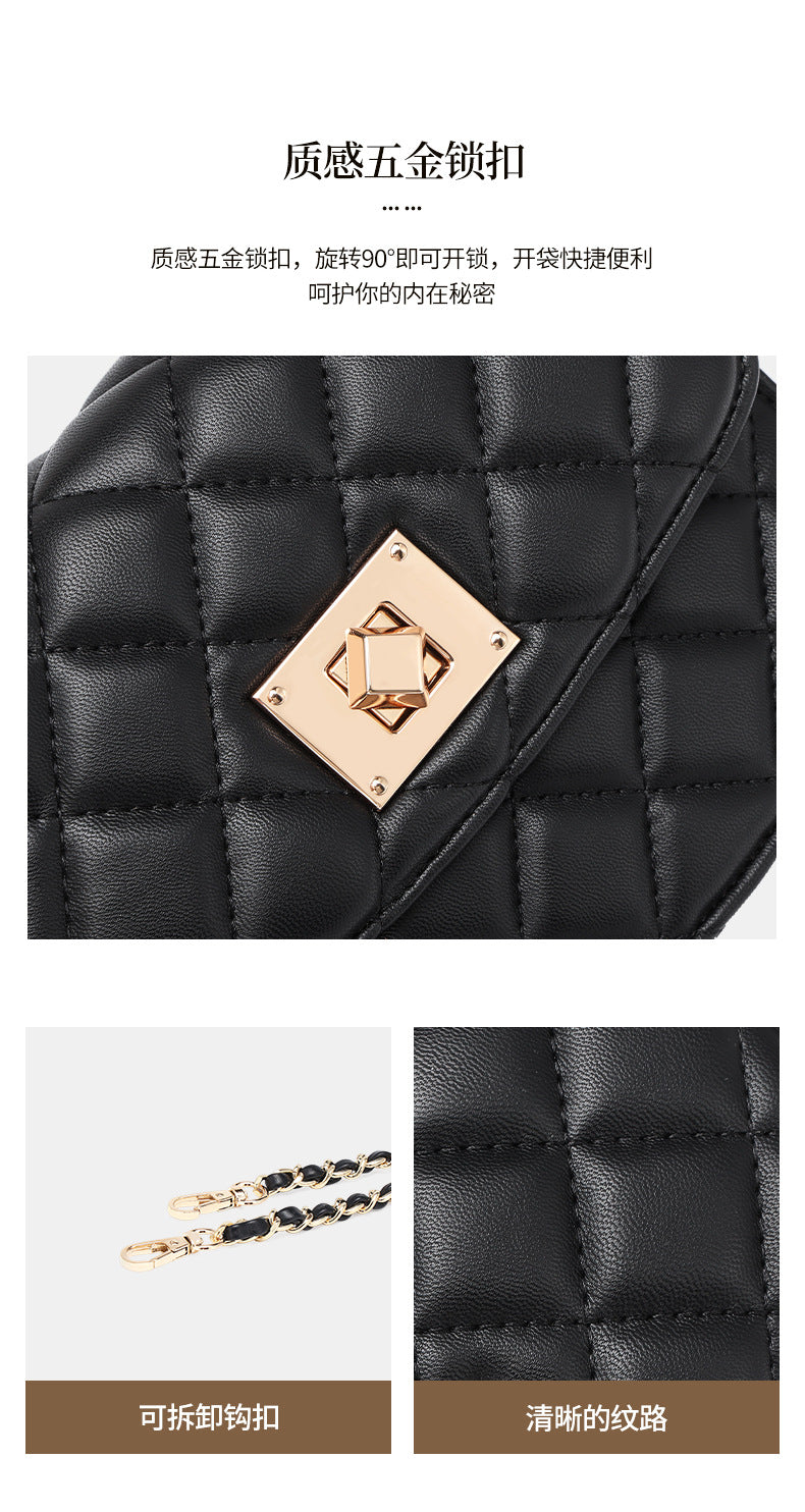 European and American Style Small Square Bag New Diamond Embroidery Women's Bag Niche Versatile Fashion Chain Crossbody Women's Bag Single Shoulder Small Square Bag