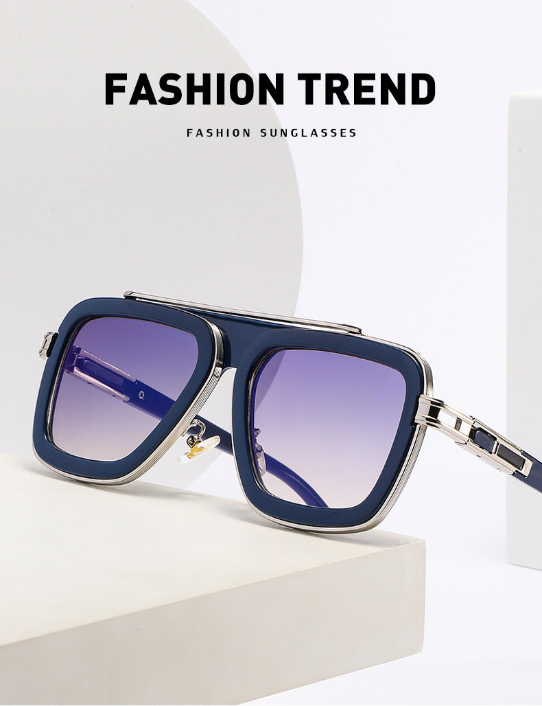 European and American Retro Square Frame Sunglasses for Men, Trendy European and American Punk Style, Internet Celebrity Same Style Sunglasses for Women ins Wind shades