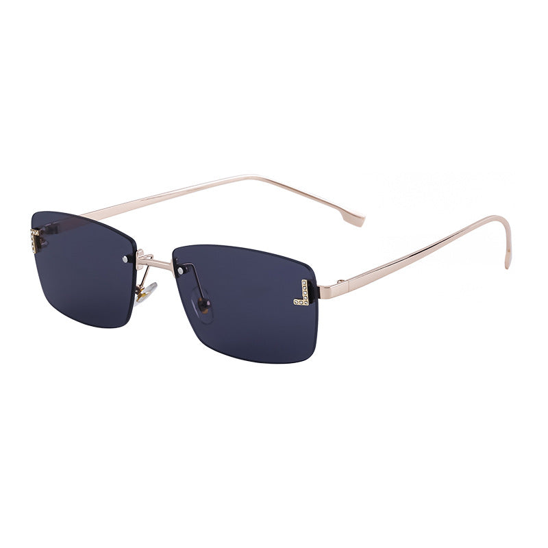 【Customization】European and American Frameless Cut Edge Sunglasses with Rhinestones Square Frame Sunglasses for Women sunglasses