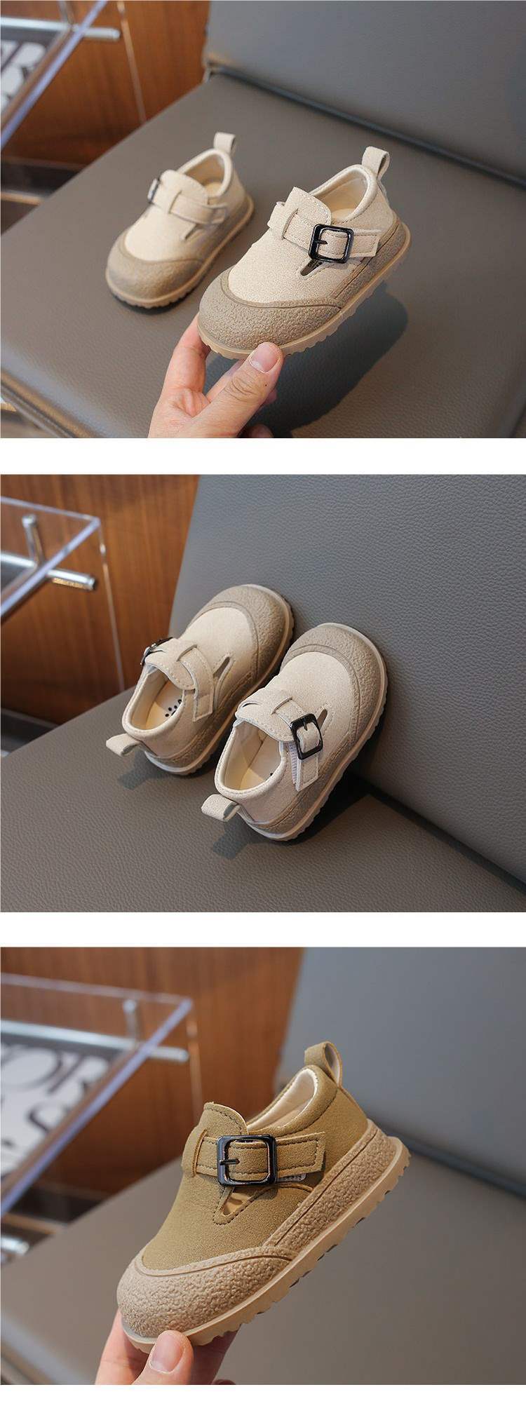 Baby Leather Shoes for Girls, Toddler Walking Shoes, Birkenstock Style, Soft Sole, British Style2025Spring and Autumn Boys' Loafers Trendy